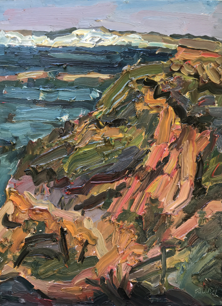 Abstract painting of rocky cliffs of the Isle of Wight