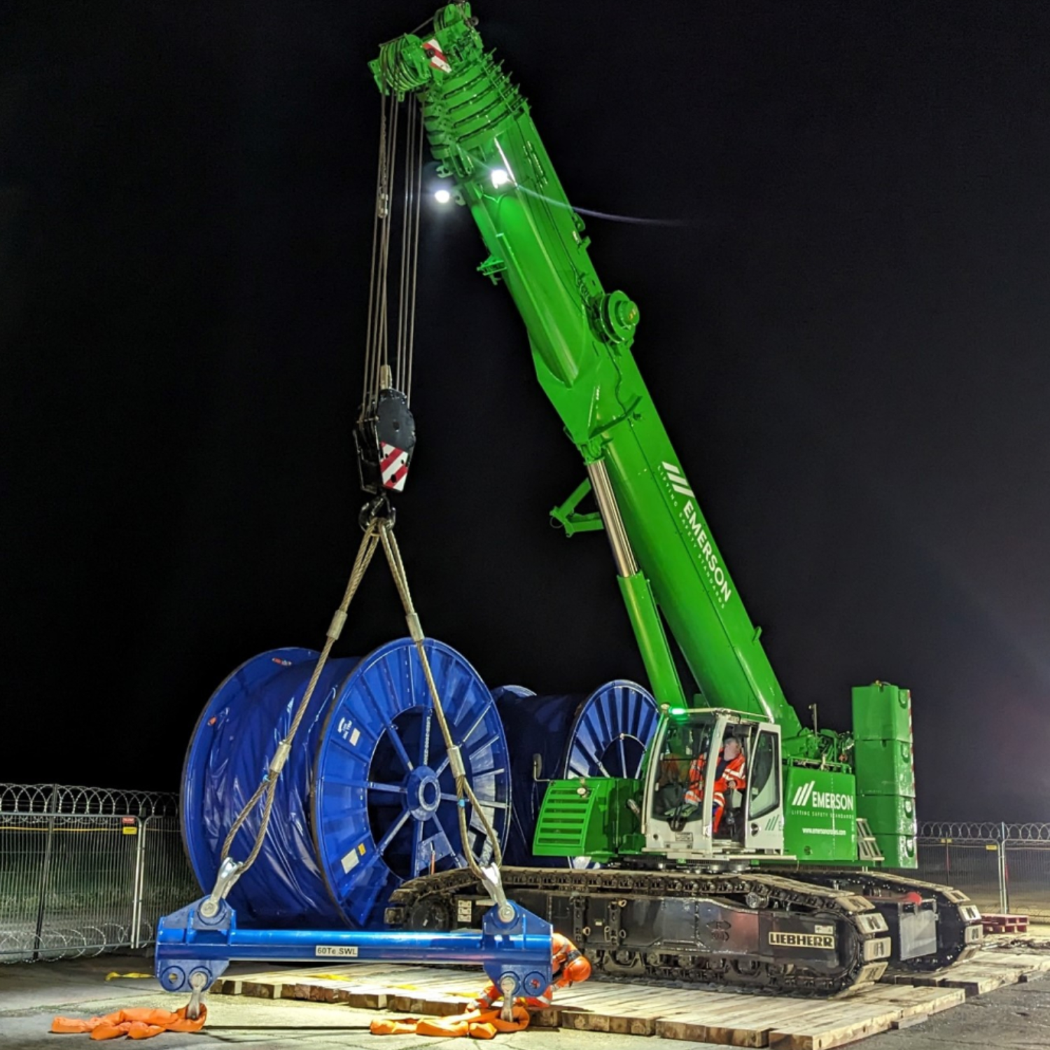 Picture of a cable drum on the Hornsea 3 project.