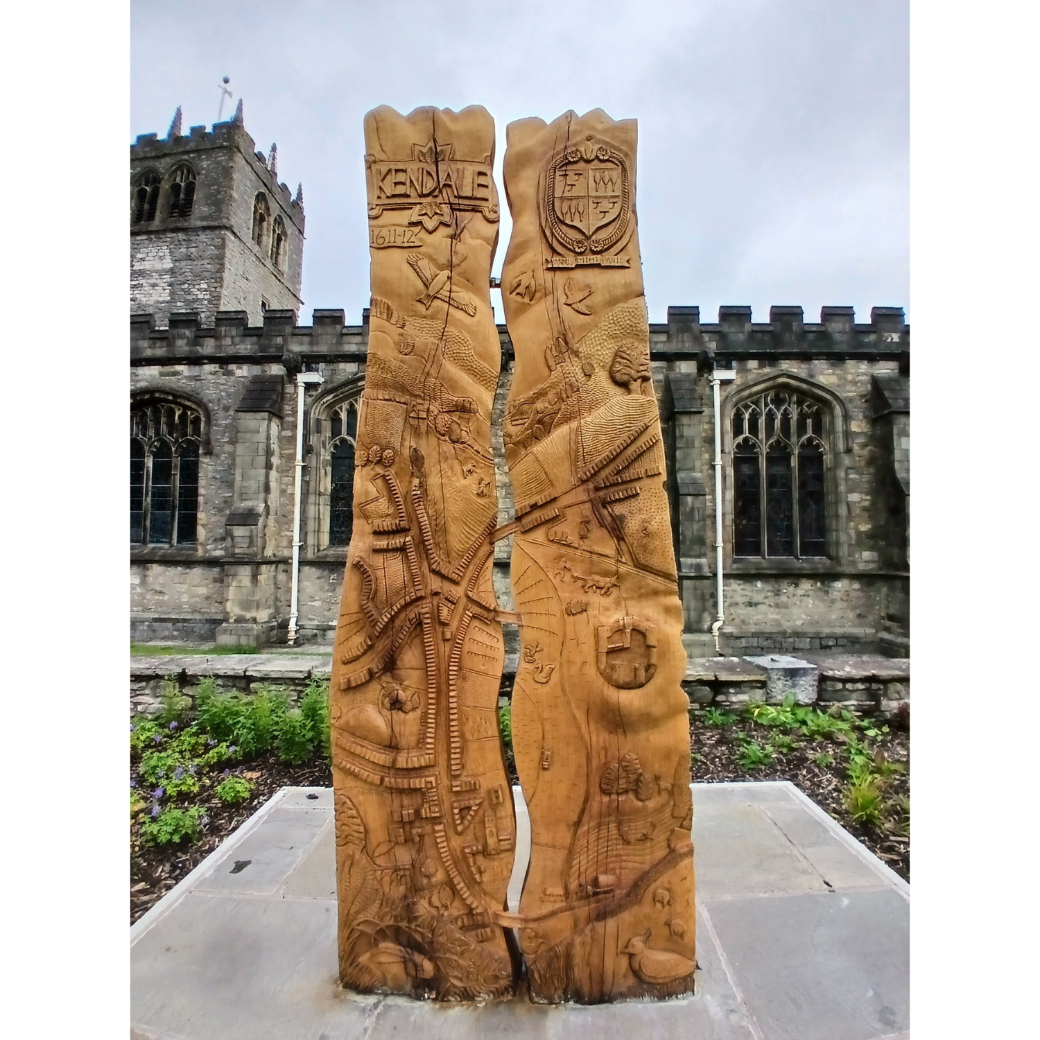 Wooden carving outside a church