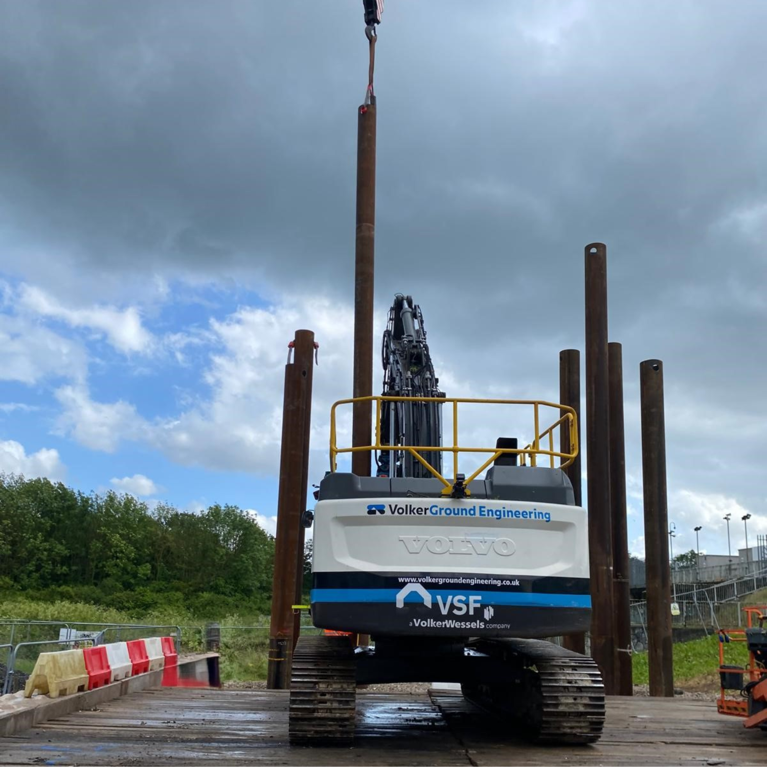 Piling rig on site at Leigh.