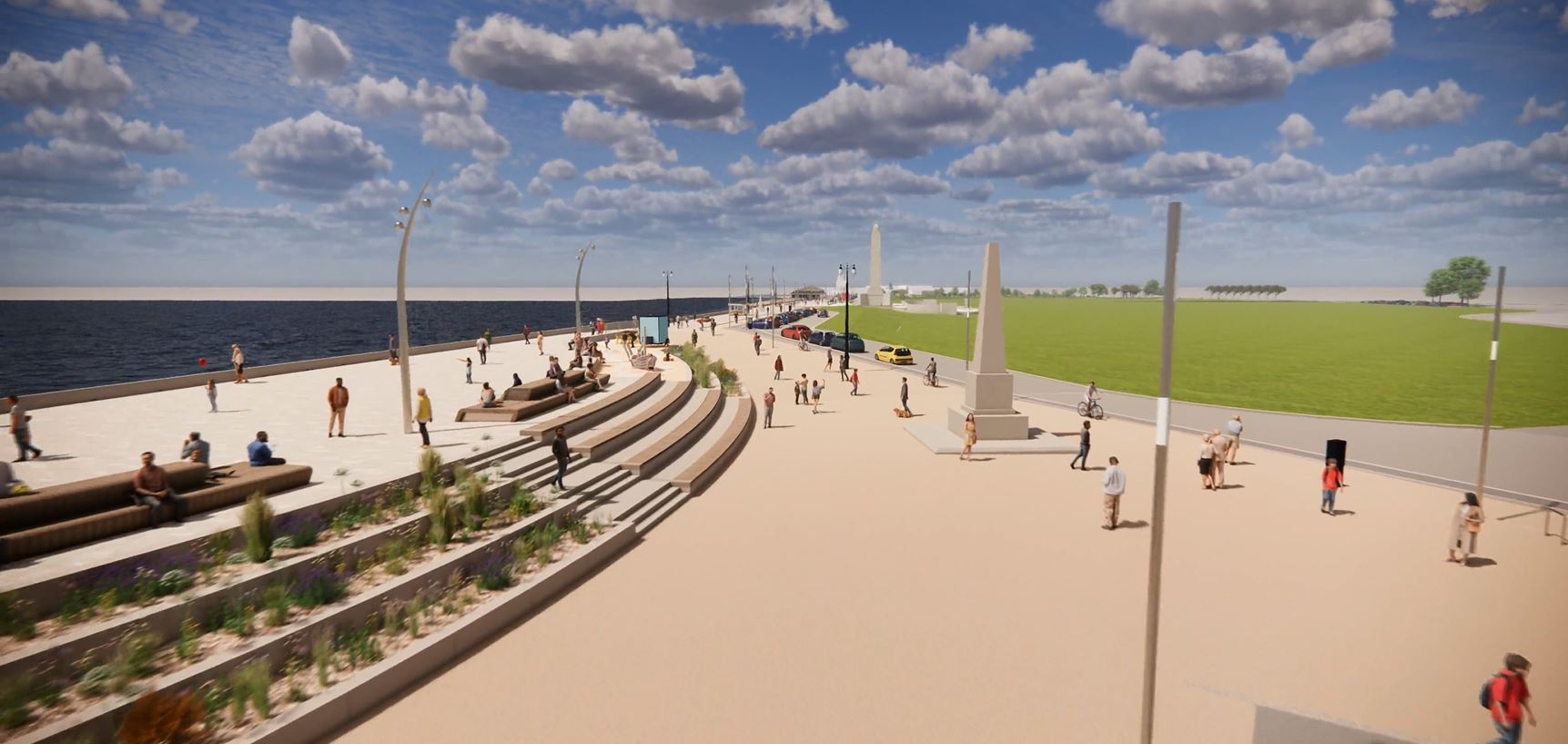 Frontage 3 CGI image of the seafront. 